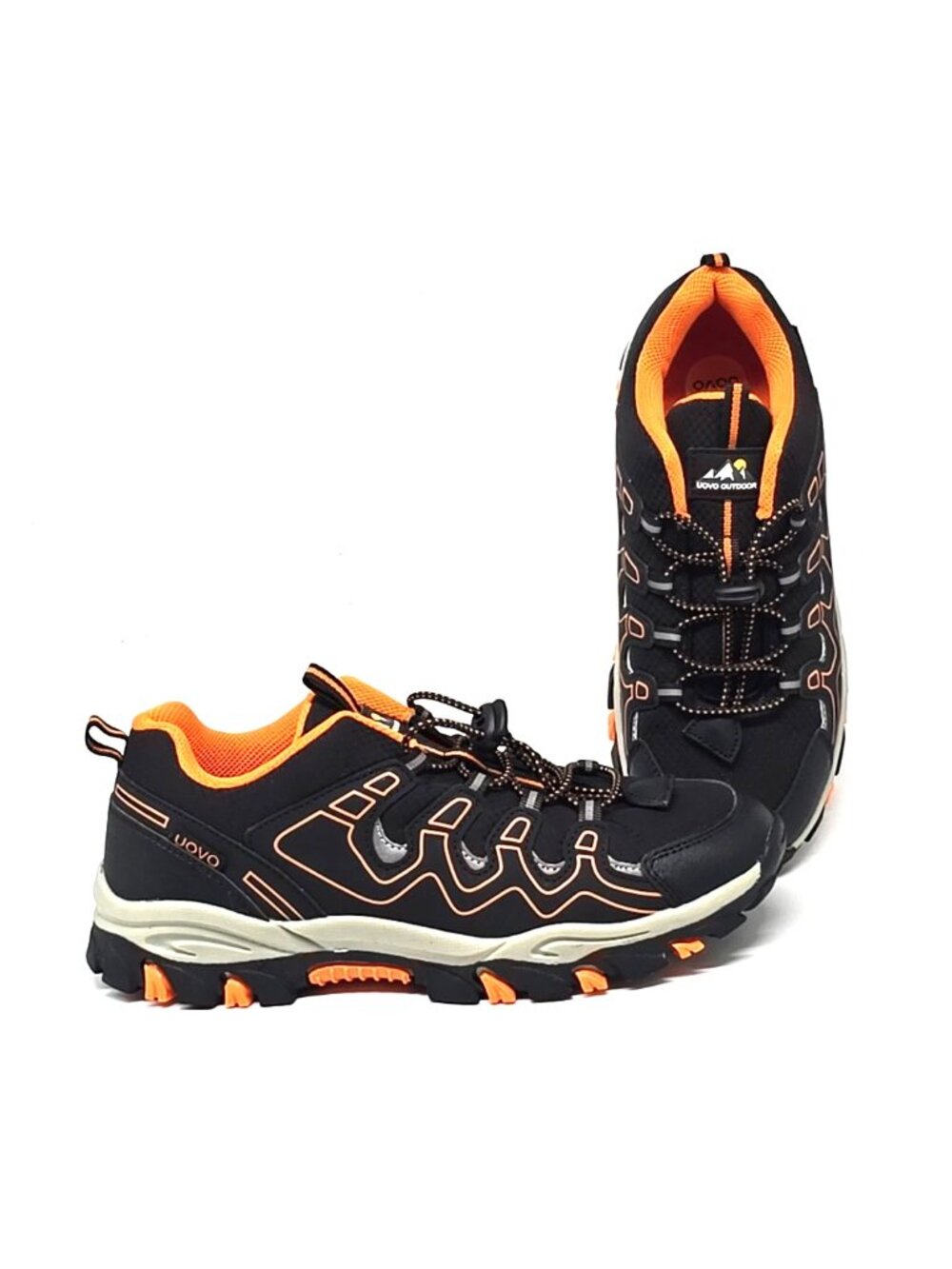 UOVO OUTDOOR Black Orange Gray Athletic Sneakers Boys Size US 7.5 EU 40